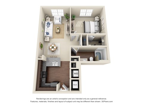 Floor plan for studio, 1 bath, 774 sqft